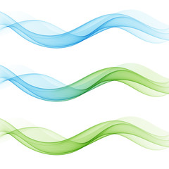 Set of abstract blue and green waves. Vector illustration EPS 10