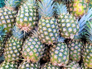 close-up of fresh ripe sweet aromatic organic pineapple