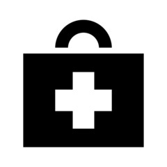 Obraz premium Simple black icon of first aid care briefcase