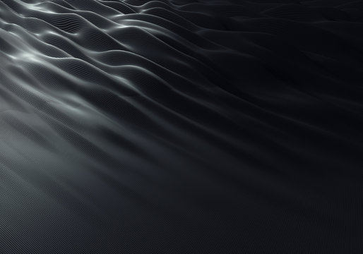 Clean Abstract Black Background with Small Waves and Fine Details