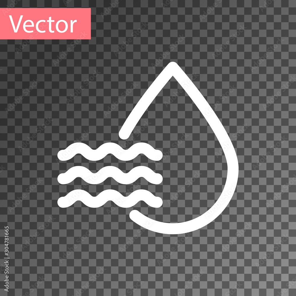 Poster white water drop percentage icon isolated on transparent background. humidity analysis. vector illus