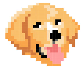 vector pixel art Golden Retriever dog isolated on white background.
