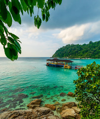 Perhentian Island Resort Beach, Besar, Perhentian Islands, Malaysia; a sunset view