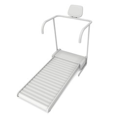 Treadmill machine. Gym and fitness equipment. 3d render isolated on white background.