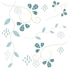 Seamless Pattern with Hand Drawn Leafs. Scandinavian Style.