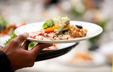 food plate in waiters wood lobster with whisks studs and carrot tray wooden black color