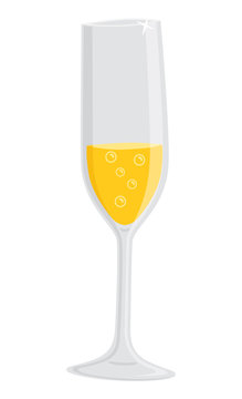 Champagne for celebration vector, isolated icon glass of alcoholic drink. Container with cold beverage, alcohol luxury liquid. Booze for partying