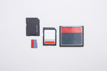 Different types of flash drives. 3 types of memory cards