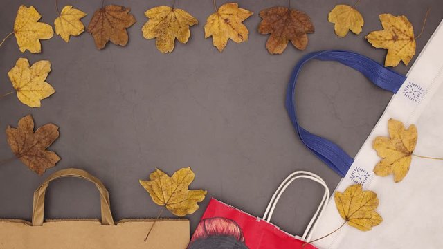 Autumn black friday sale - Stop motion animation of autumnal shopping sale 