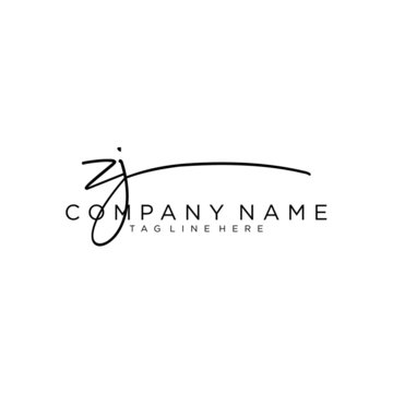 Initial letter ZJ Signature handwriting Logo Vector