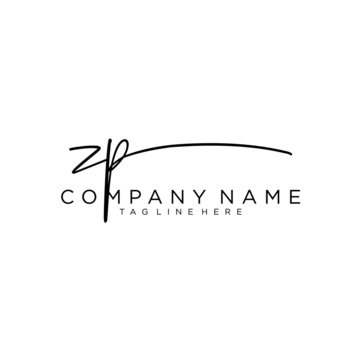 Initial letter ZP Signature handwriting Logo Vector