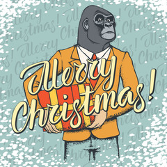 Monkey vector Christmas concept