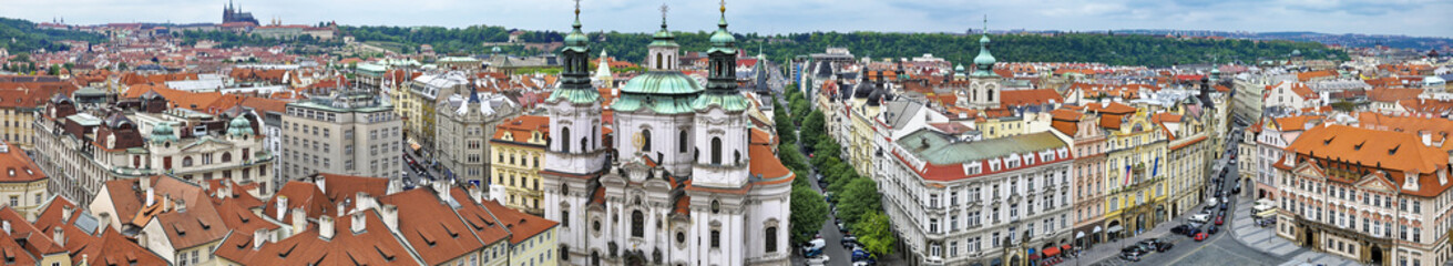 Fototapeta na wymiar Panoramic view of central Prague City seem from above 