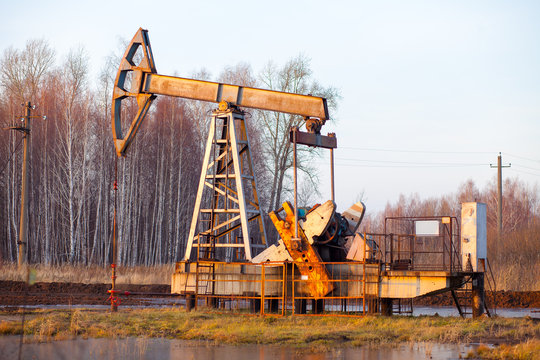 Old Oil Rig. Russia, Autumn