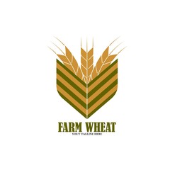 Agriculture vector logo design, agronomy, wheat farm, rural country farming field, natural harvest