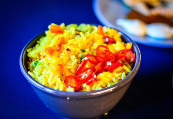 Mexican Rice Topped with Red Chilli