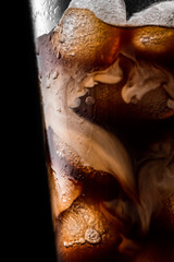 Close up of glass with ice coffee