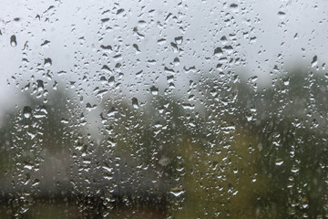 Drops of water on a reflective surface