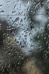 Drops of water on a reflective surface