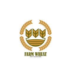 Agriculture vector logo design, agronomy, wheat farm, rural country farming field, natural harvest
