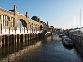 Naklejka premium City walk through Hamburg in Germany