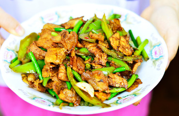 Chinese Double Cooked Pork Belly with Green Chili