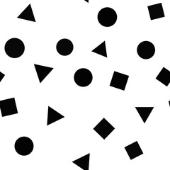 Geometric basic shapes seamless pattern. Circles, squares and triangles texture.