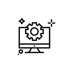 Monitor Settings Vector Line Icon