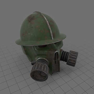 Military helmet with gas mask