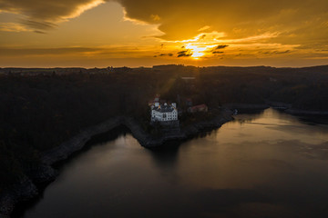 Naklejka na ściany i meble Orlik castle was established as a royal castle beside a ford across the River Vltava in the second half of the 13th century, probably by Přemysl Otakar II, although in the Middle Ages.