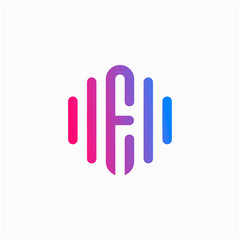 initial letter F abstract for information technology and digital. minimalist sound music equalizer, Bass, DJ icon. audio logotype Unique and simple element. - vector