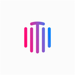 initial letter T abstract for information technology and digital. minimalist sound music equalizer, Bass, DJ icon. audio logotype Unique and simple element. - vector