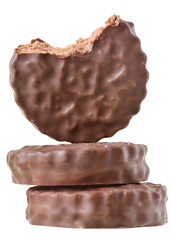 Shortbread cookie sandwich in chocolate icing