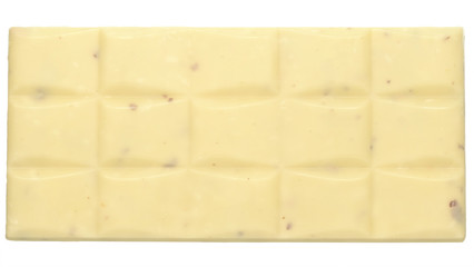White chocolate with whole almond nuts top view Isolated