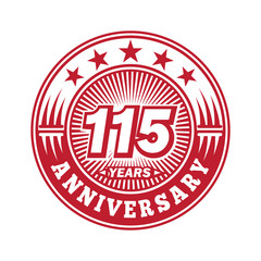 115 years logo. One hundred and fifteen years anniversary celebration logo design. Vector and illustration.