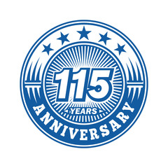 115 years logo. One hundred and fifteen years anniversary celebration logo design. Vector and illustration.