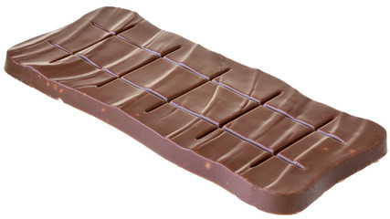 bar of chocolate top view isolated