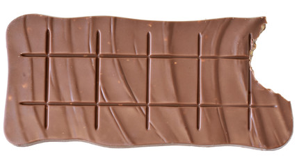 bar of chocolate top view isolated