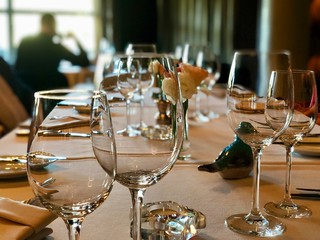 glasses of wine in a restaurant