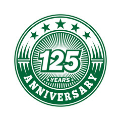 125 years logo. One hundred and twenty-five years anniversary celebration logo design. Vector and illustration.