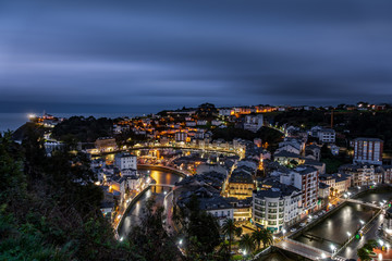 Luarca town at night ultra long exposure