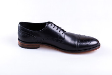 black leather shoes isolated on white background