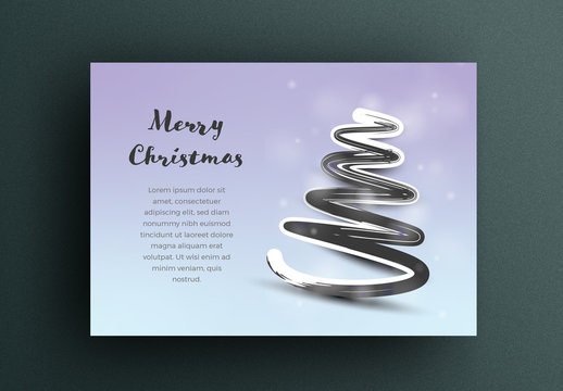 Christmas Card Layout with Abstract Tree Soft Snow