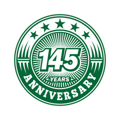 145 years logo. One hundred and forty-five years anniversary celebration logo design. Vector and illustration.