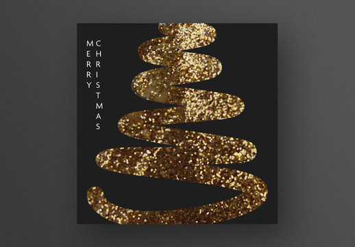 Black Card Layout with Abstract Gold Tree