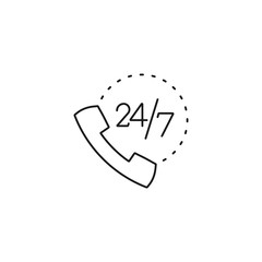 24/7 support - minimal line web icon. simple vector illustration. concept for infographic, website or app.