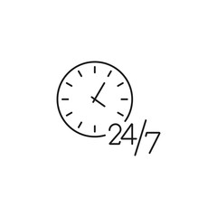 24/7 hour, round the clock - minimal line web icon. simple vector illustration. concept for infographic, website or app.