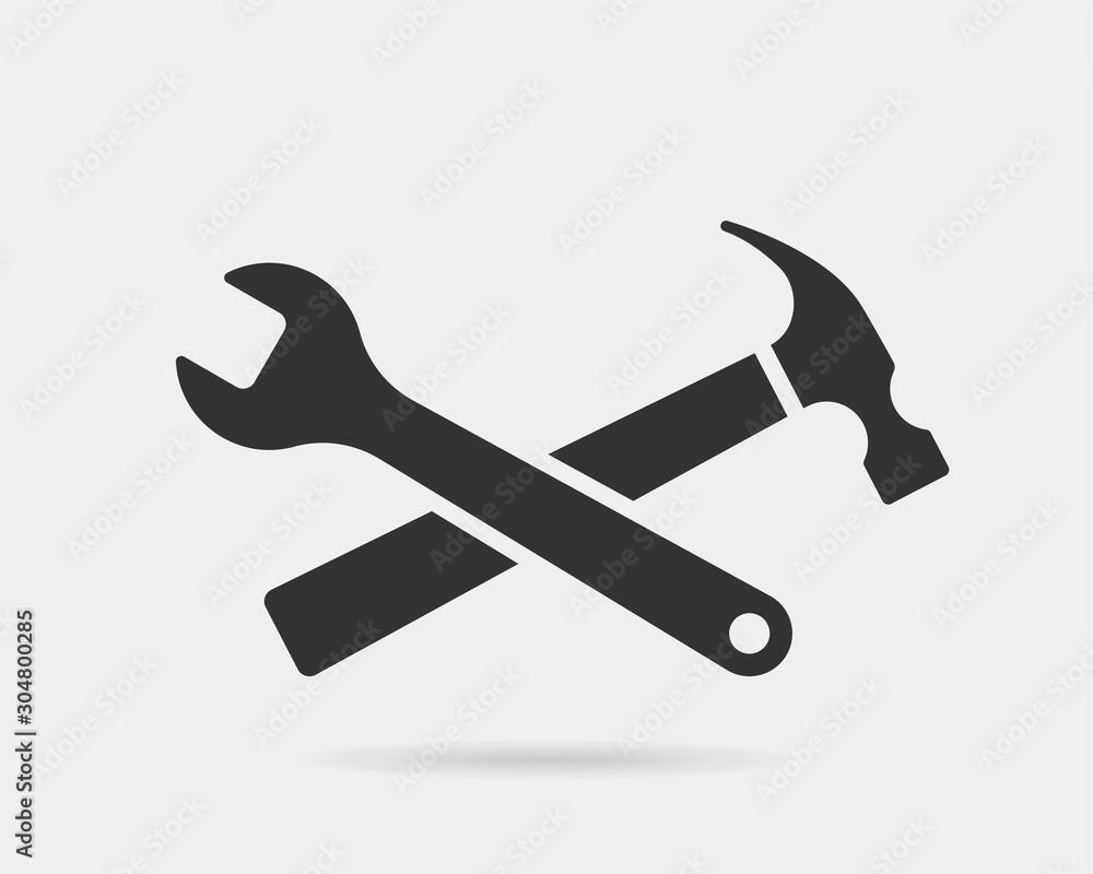 Poster tools vector wrench icon. spanner logo design element. key tool isolated on white background.