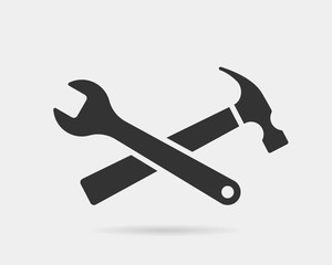 Tools vector wrench icon. Spanner logo design element. Key tool isolated on white background.