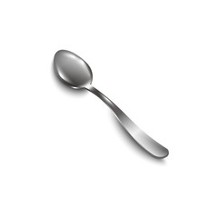 Clean teaspoon or soup spoon top view, 3d realistic vector illustration isolated.